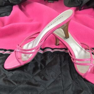Predictions Vibrant Pink Strappy Sandals Size 8  2-1/2" Heels